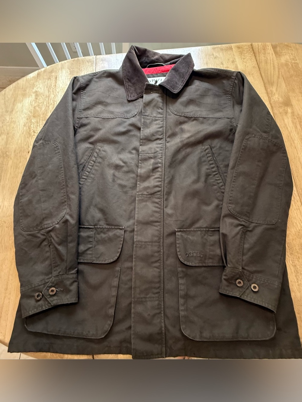 Orvis Heritage Waxed Cotton Field Coat Jacket - Men's Large - Espresso Brown